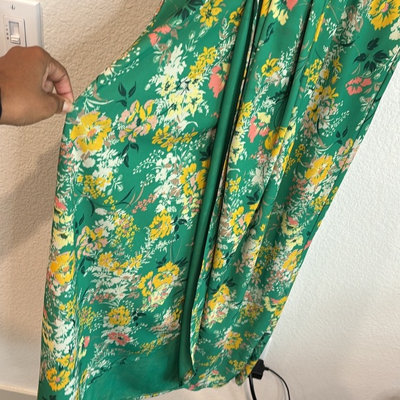 Rachel Rachel Roy Floral Printed Faux Wrap Midi Kelly Green Combo Dress M - Picture 9 of 13